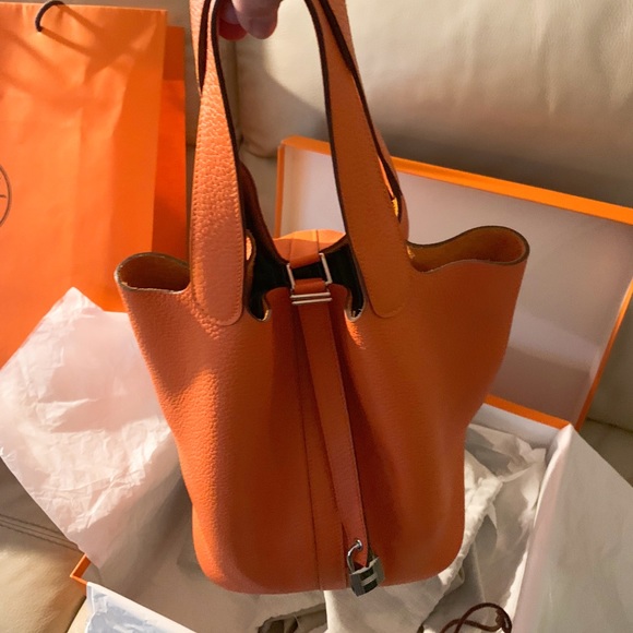 Hermes Rouge Grenat Clemence Picotin 18 - Preloved Hermes Handbags